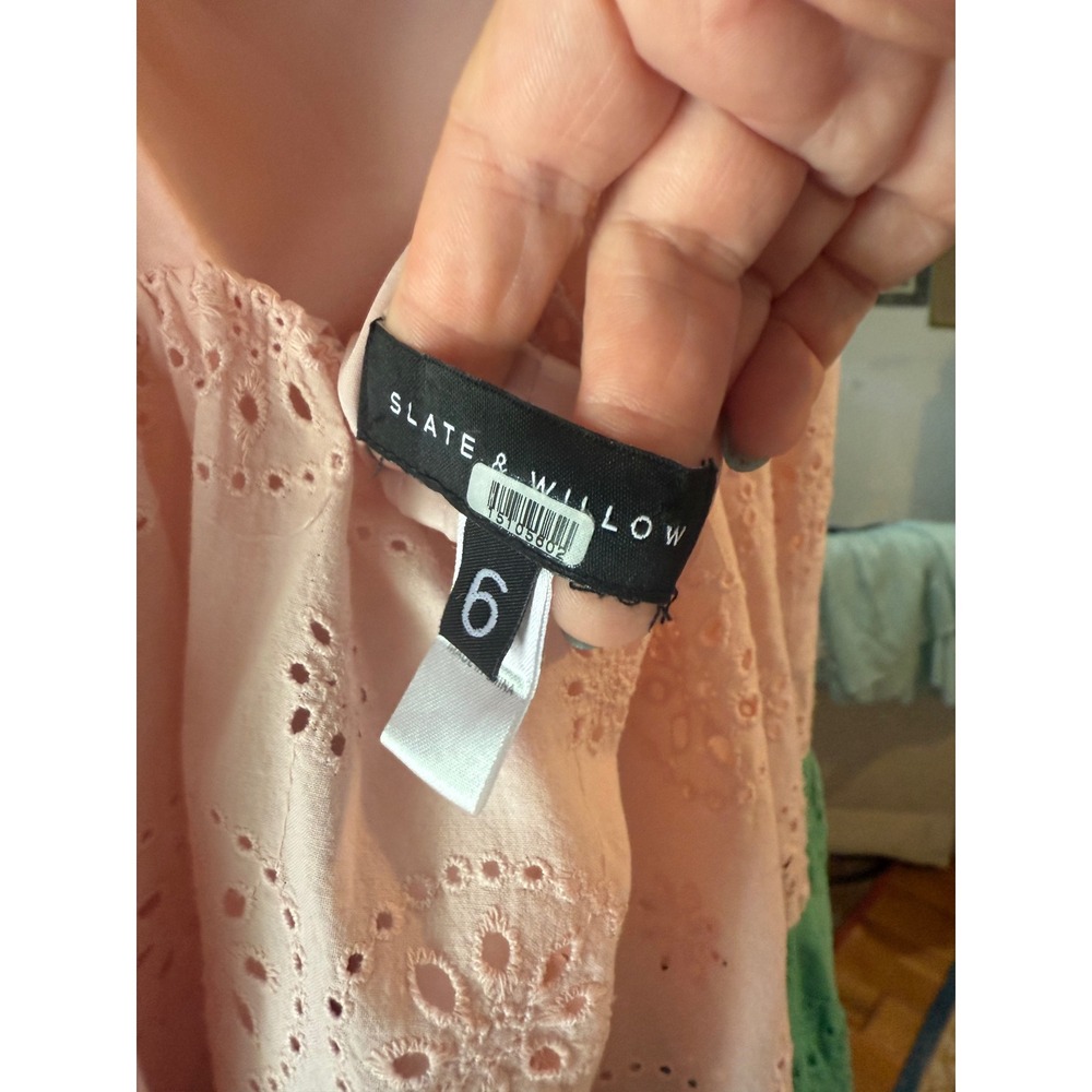 Slate and Willow tiered Eyelet Dress Color Block Sleeveless Casual Summer Dress - Picture 4 of 5